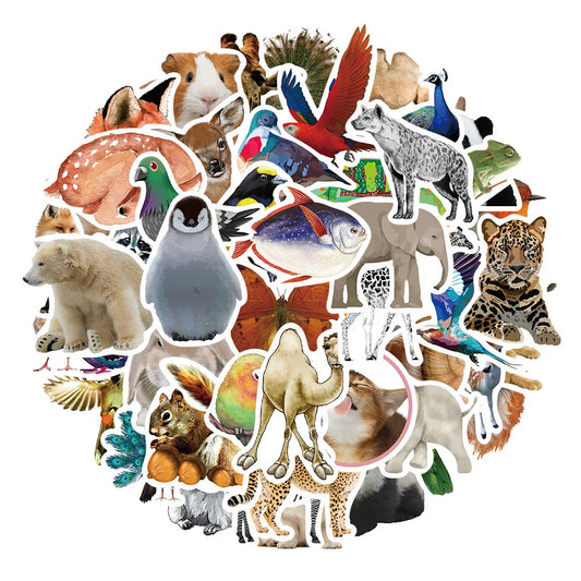 Cartoon Animal Stickers for Suitcase, Skateboard, Laptop, Luggage, Phone - 10/30/50Pcs DIY Decals