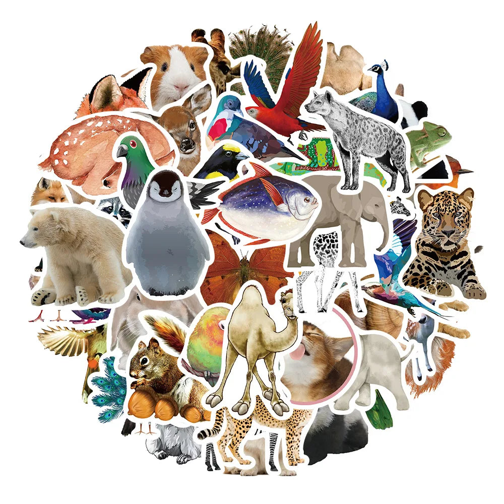 Cartoon Animal Stickers for Suitcase, Skateboard, Laptop, Luggage, Phone - 10/30/50Pcs DIY Decals