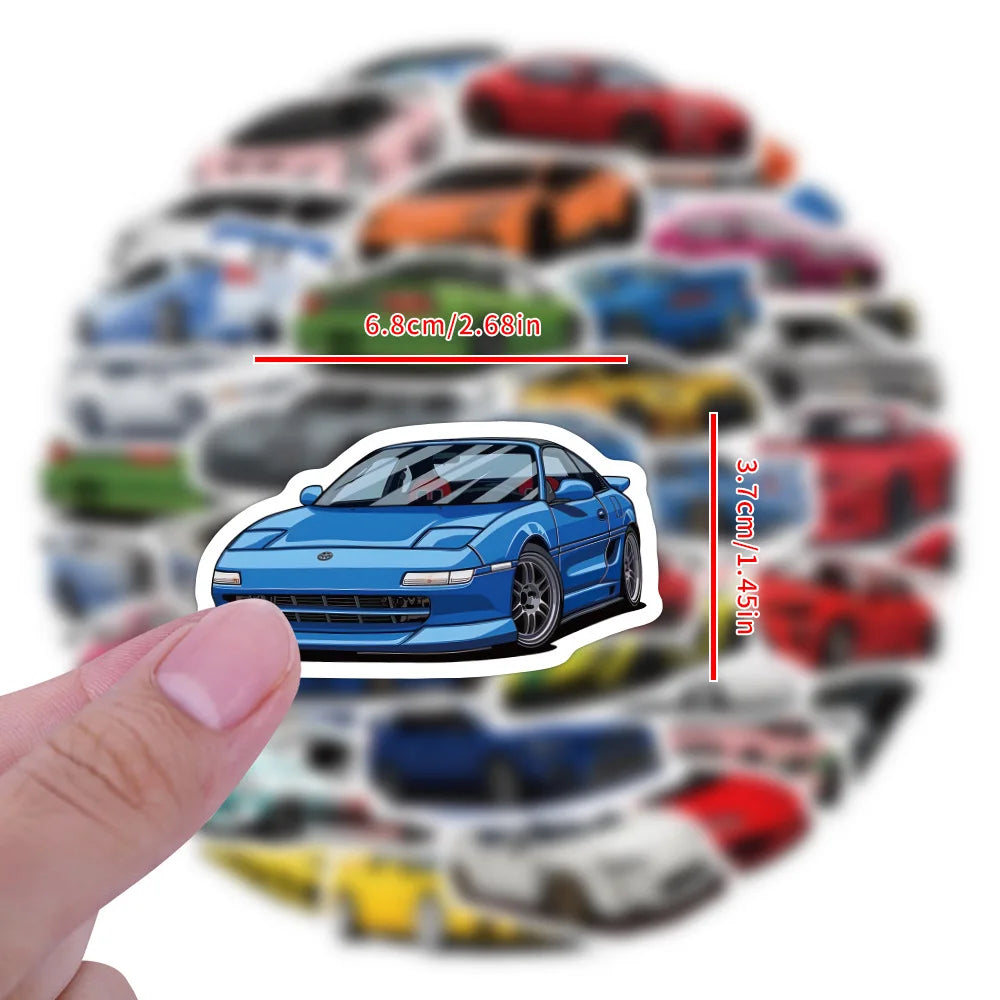 10/30/60pcs JDM Sport Super Car Stickers Waterproof Decal Laptop Motorcycle Luggage Snowboard Fridge  Car Sticker