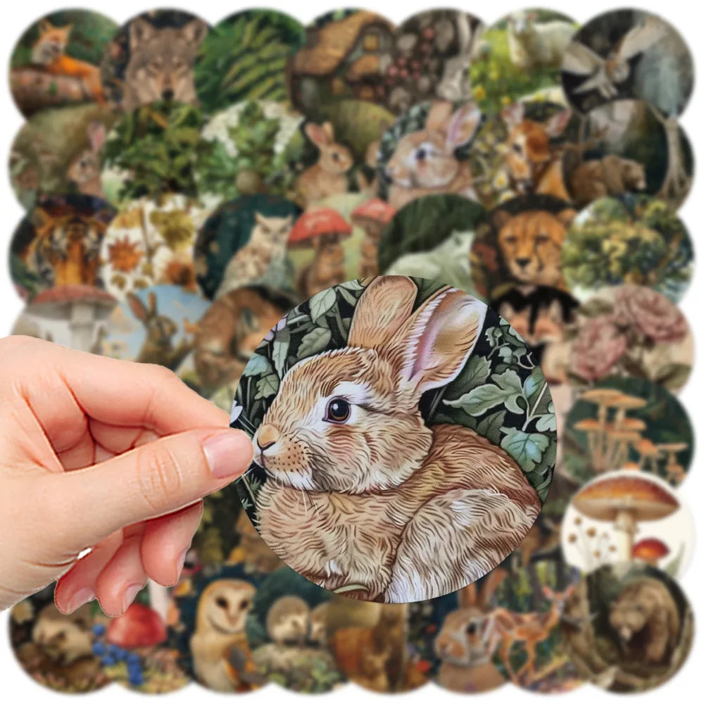 10/30/50PCS Jungle Wild Animal Plant Stickers Funny Children Toy Applique DIY Laptop Phone Guitar Bicycle Waterproof Decoration