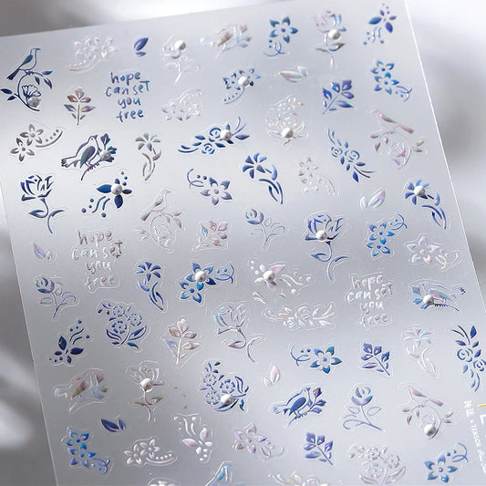 Magpie Pearl Leaf Nail Art Stickers - Aesthetic Manicure