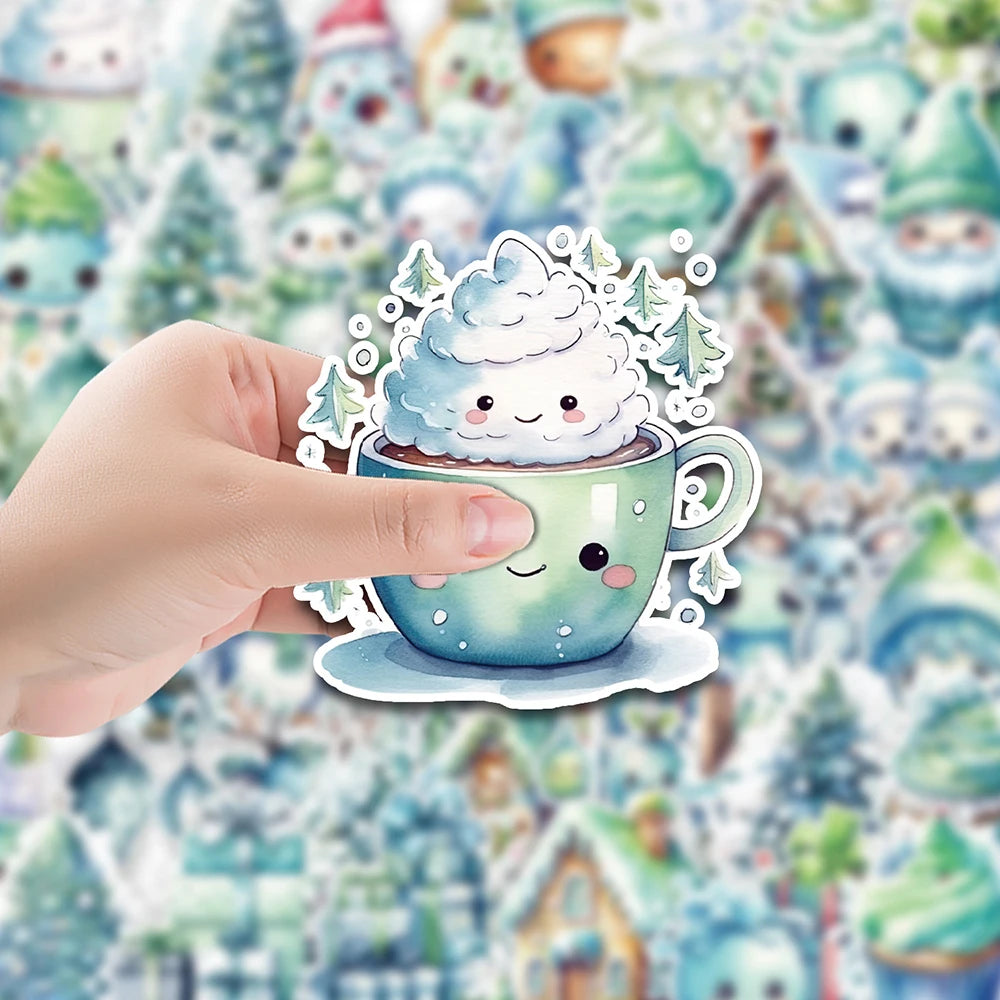 10/30/50PCS Cute Green Christmas Stickers Decoration Kawaii Cartoon Decals Toys Notebook Fridge Phone Bike Car Graffiti Sticker