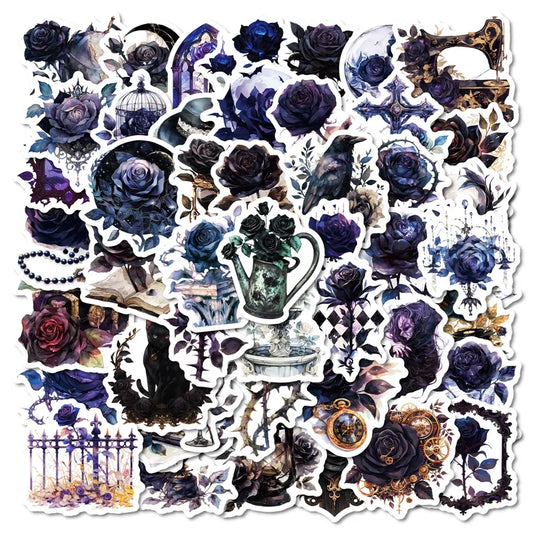 Dark Purple Rose Stickers 10/30/50PCS Scrapbooking Supplies