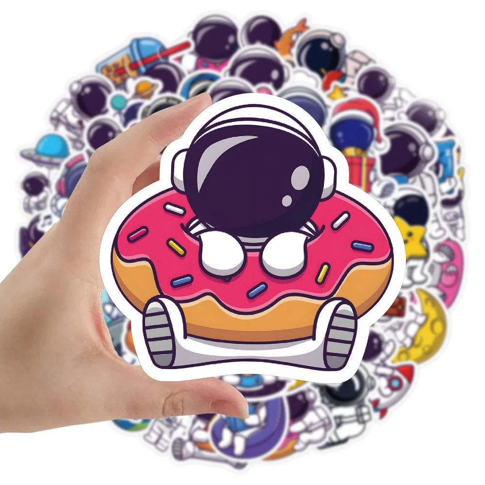 10/62PCS Exquisite Cute Cartoon Astronaut Stickers Laptop Computer Tablet Cup Notebook Phone Vinyl Decal for Kids Toy Gift