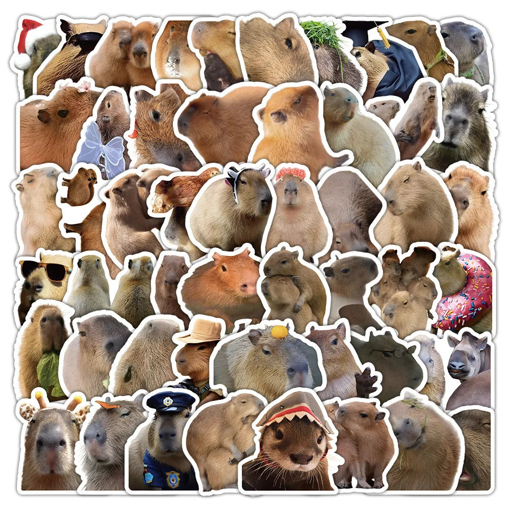 10/30/60PCS Cute Capybara Stickers Cartoon Toys Kids DIY Fridge Notebook Bike Laptop Notebook Car PVC Waterproof Graffiti Decals