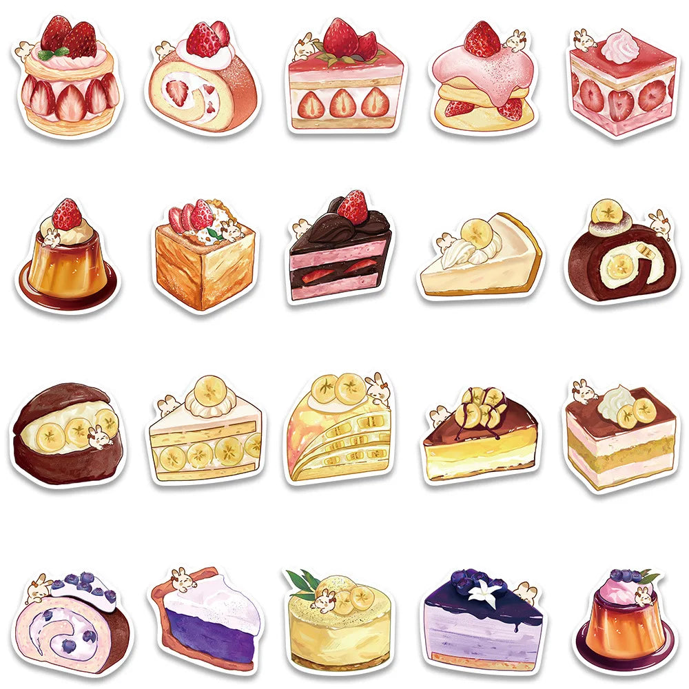 10/40Pcs Cute Kawaii Cartoon Food Cake Dessert Aesthetic Stickers Decals Laptop Phone Scrapbook Stationery Sticker Kid Toy