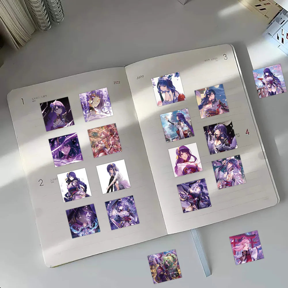 10/30/60PCS Anime Game Genshin Impact Stickers Purple Graffiti Decoration Notebook Skateboard Laptop Phone Car Sticker Toys Gift