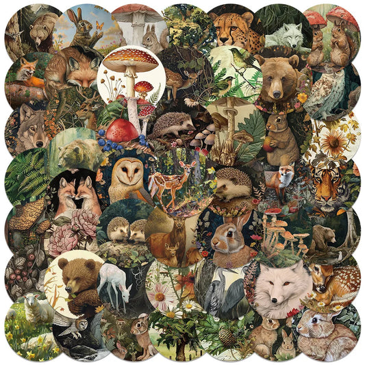 Vintage Animal Plant Stickers Decals for Laptop Phone Luggage Scrapbook Kids Toy