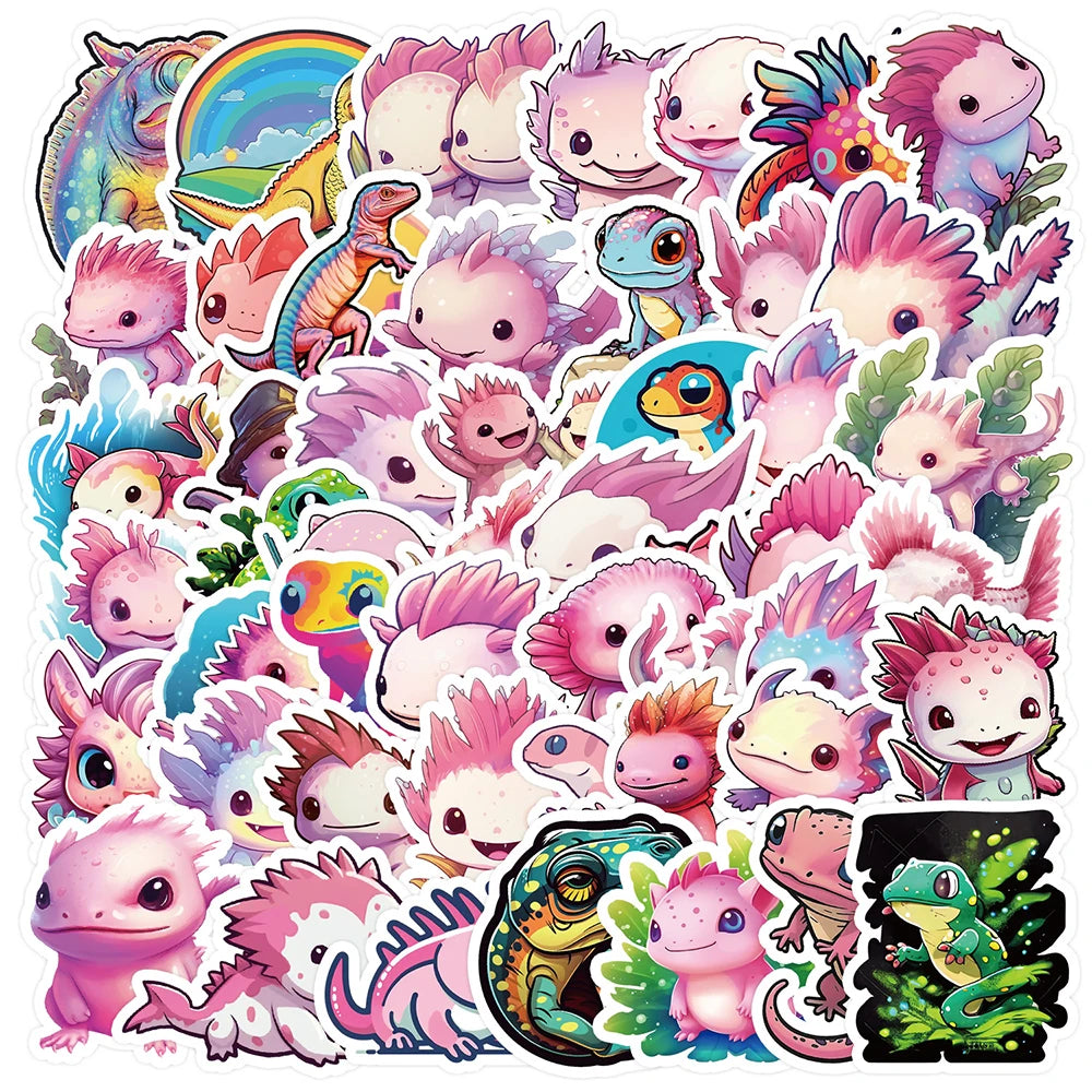 Axolotl Cartoon Animal Stickers - 10/30/50pcs for Laptop, Notebook, Fridge, Suitcase