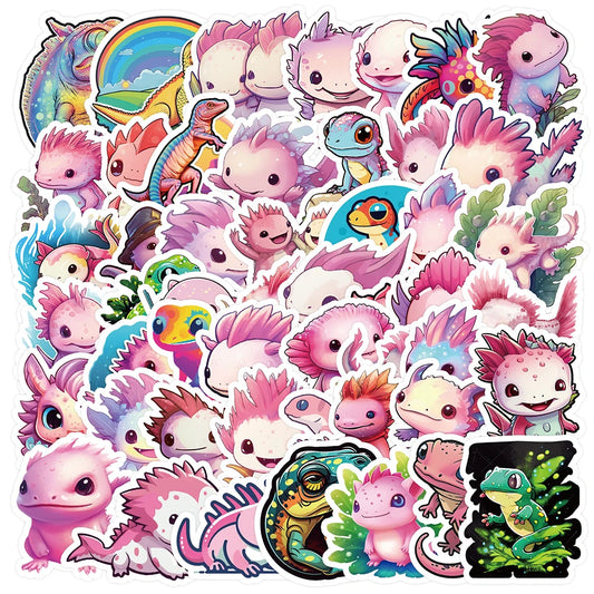 Axolotl Cartoon Animal Stickers - 10/30/50pcs for Laptop, Notebook, Fridge, Suitcase