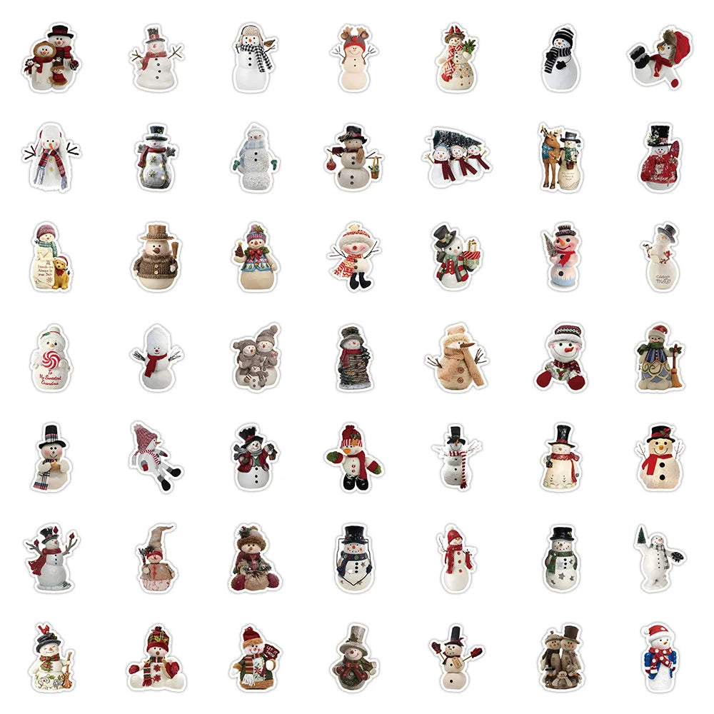 10/30/50PCS Cute Snowman Stickers Christmas Decoration Gift DIY Notebook Laptop Phone Bike Fridge Waterproof Cartoon Decals Toys