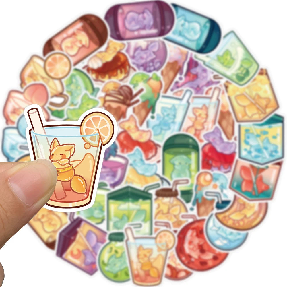 10/20/40pcs Cute Animal Fox Drink Combo Sticker Packs