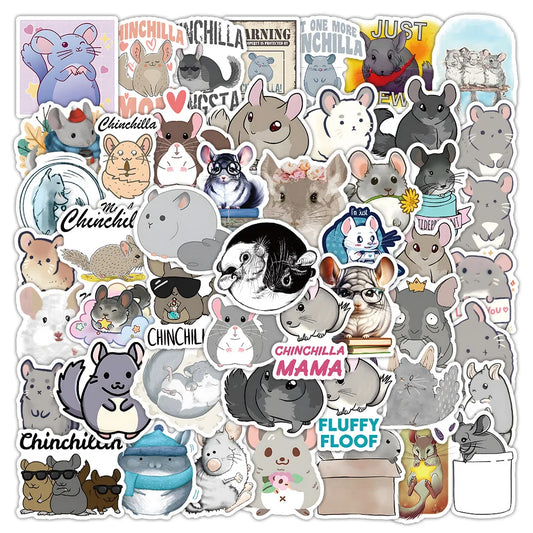 Chinchilla Cartoon Stickers: Laptop, Phone, Car Decals
