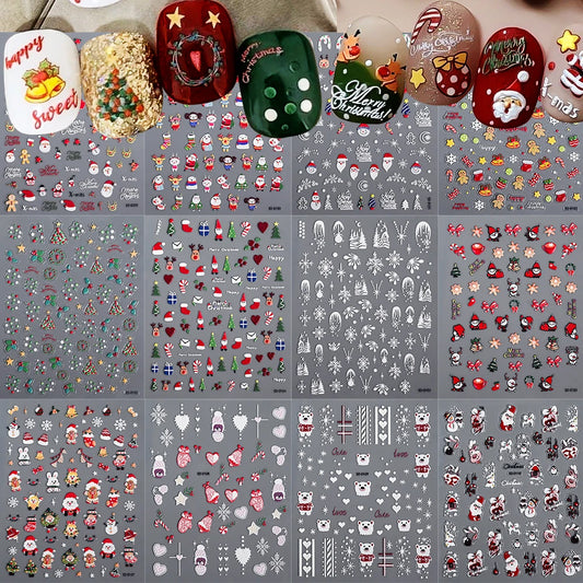 5D Christmas Nail Stickers: Snowman, Snowflake, Gingerbread