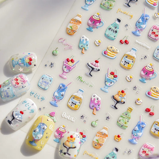 Summer Nail Art Stickers: Watermelon, Ice Cream, Cherry