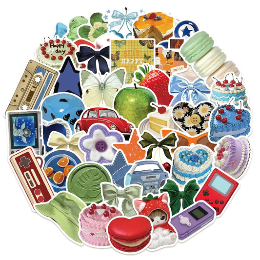 Cute Cartoon Stickers 10/30/50pcs Aesthetic Decals for Notebook, Skateboard, Suitcase, Phone, Fridge