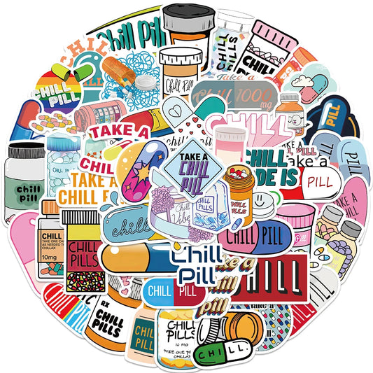 Cartoon Pharmacist Pill Stickers Waterproof Decals for Laptop Phone Luggage Bike