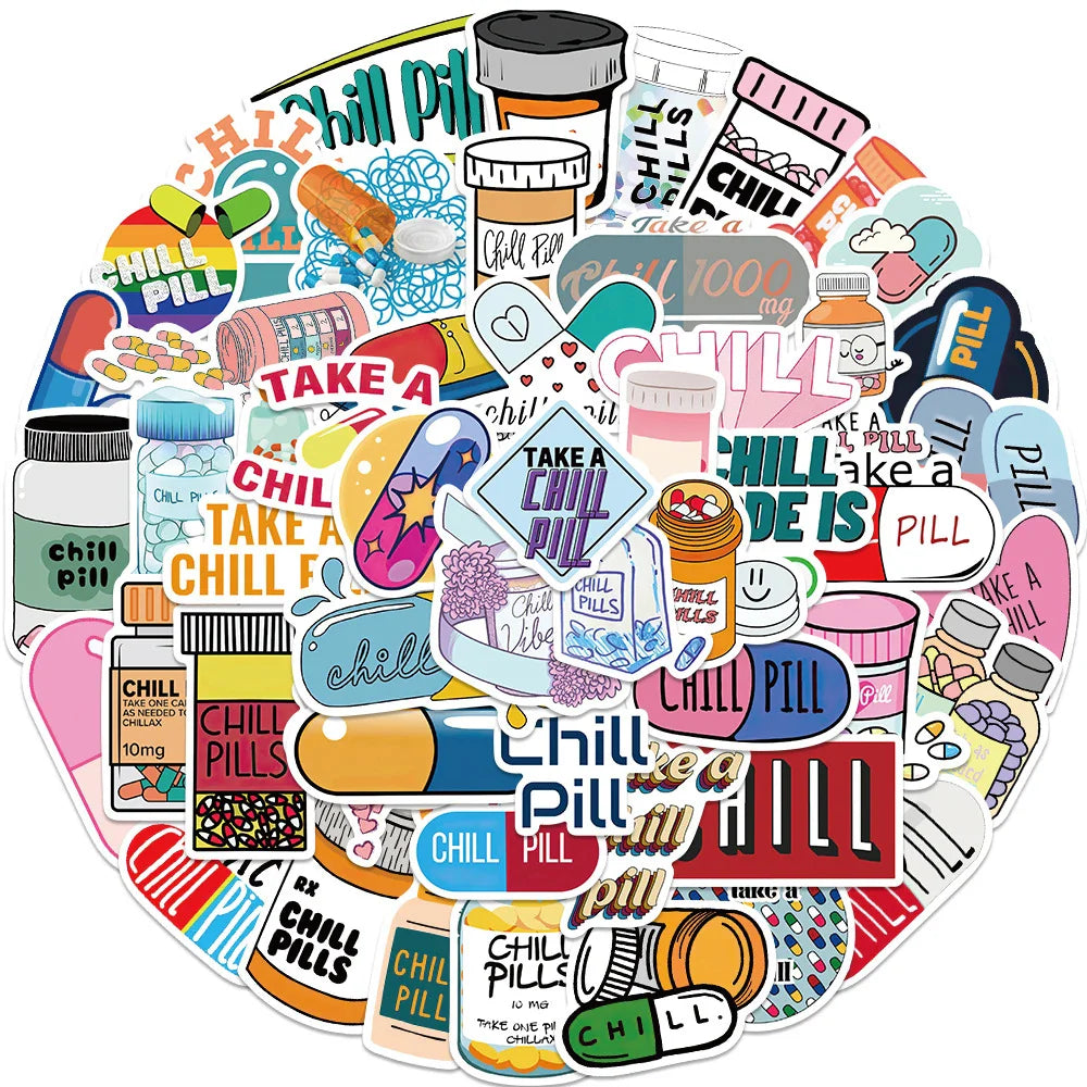 Cartoon Pharmacist Pill Stickers Waterproof Decals for Laptop Phone Luggage Bike