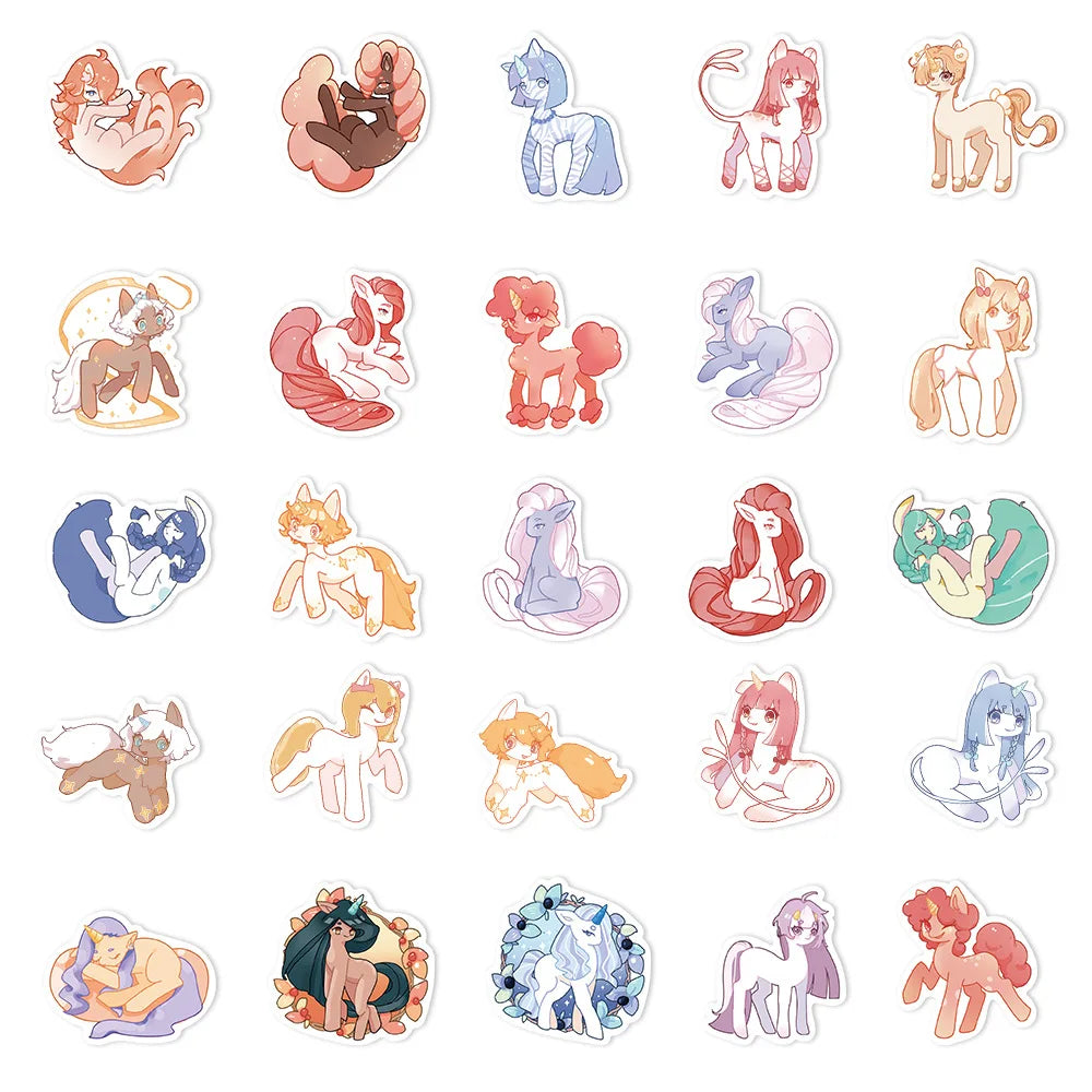 10/30/50PCS Fantasy Creature Cute Cartoon Pony Stickers Kawaii Animal Decals Kids Toy DIY Scrapbook Phone Fridge Laptop Bike Car