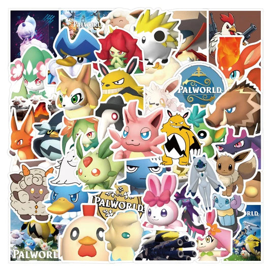 55pcs Palworld Game Stickers for Laptop, Phone, Suitcase, Water Bottle, Stationery, Refrigerator