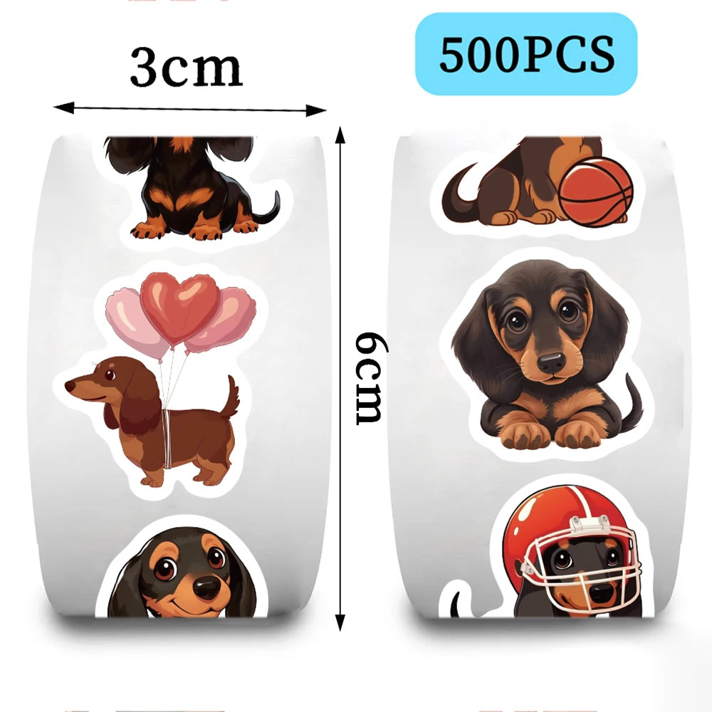 500pcs Stickers for Children Kids Rolling Animal Roll Dog Stickers Small Packaging Pack Stickers Photocard Decor Lables