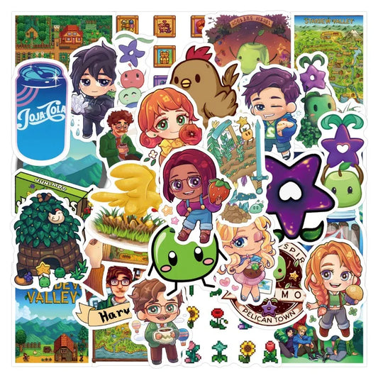 Stardew Valley Sticker Pack (50pcs) for Luggage, Water Bottles, Phones, Laptops, Scooters, Fridges