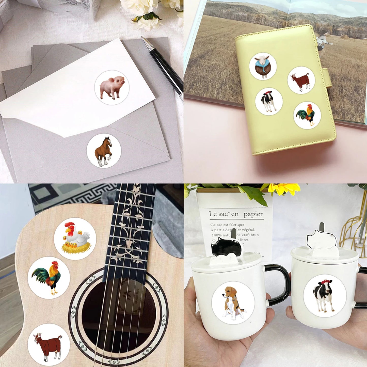 100-500pcs Cartoon Farm Animals Stickers Gift Packaging Lables Stickers Hand Account Sealing Label Reward Sticker Kids Toy