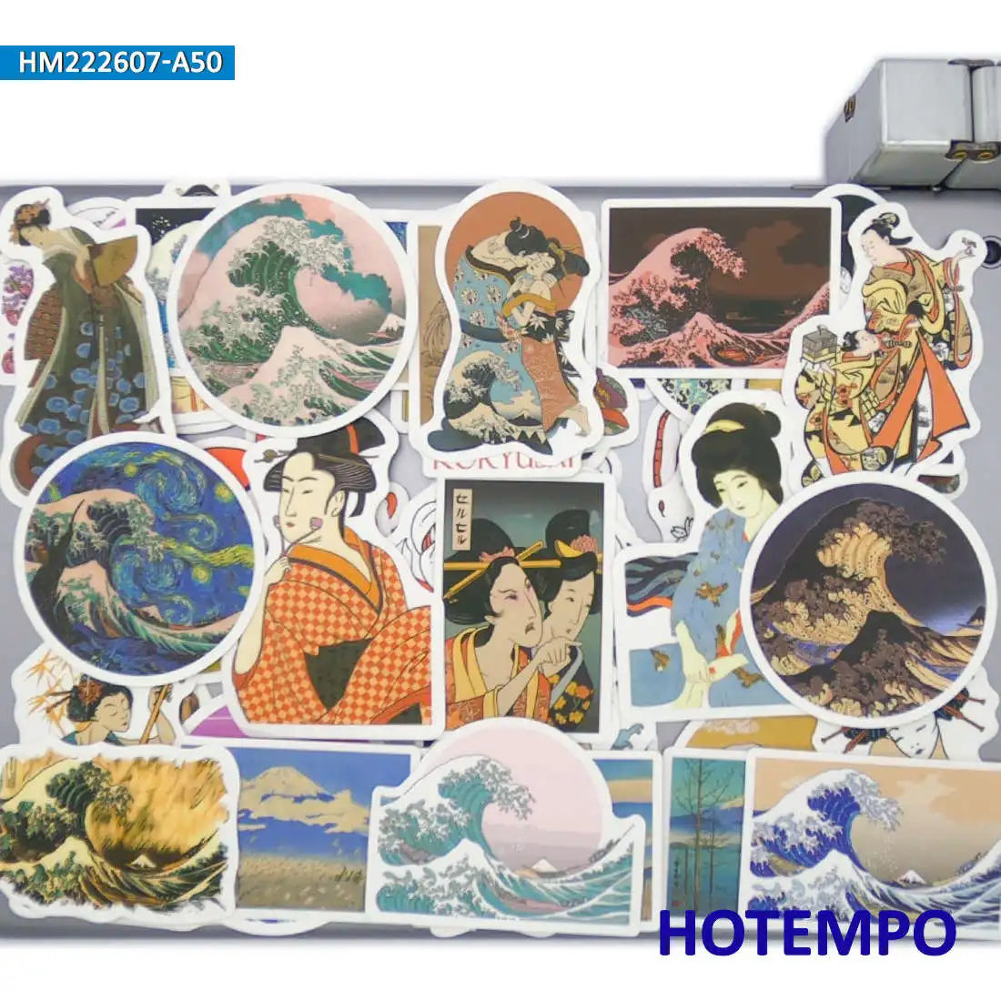 50Pieces Japanese Ukiyo-e Style Classic Painting Mixed Art Stickers for Phone Skateboard Bike Motorcycle Car Laptop Sticker Toys