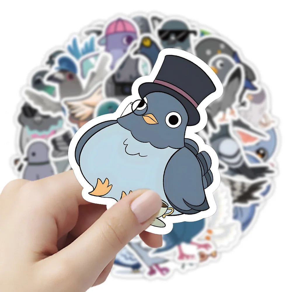 10/30/60PCS Cute Pigeon Stickers Cartoon Animal Wall Decals Decoration DIY Laptop Phone Notebook Suitcase Car Bike Kids Toy Gift