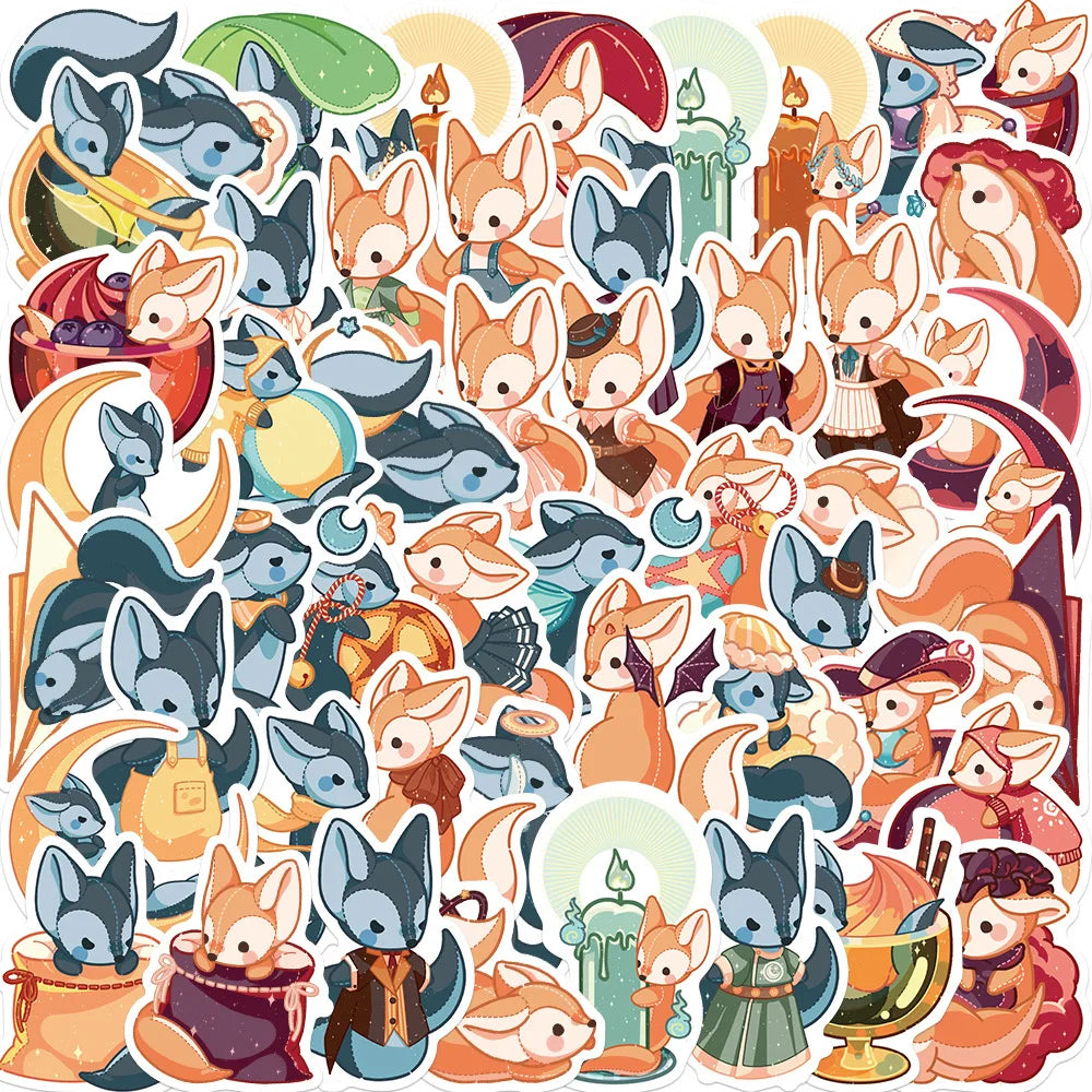 Kawaii Fox Animal Stickers for Guitar, Notebook, Skateboard, Laptop, Bike - Cute Cartoon Decals (10/30/50PCS)