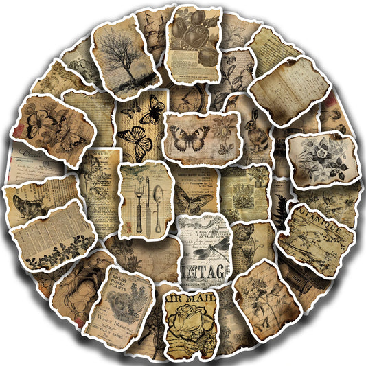 Vintage Manuscript Stickers Set: Laptop, Phone, DIY Decor