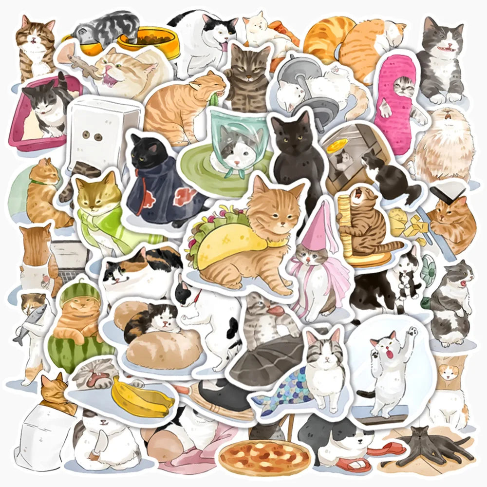 10/30/50PCS Kawaii Cats Stickers Cute Cartoon Decals Decoration DIY Suitcase Phone Fridge Notebook Waterproof Sticker Graffiti