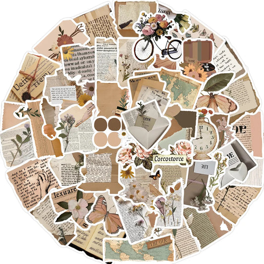Vintage Style Sticker Pack: Laptop, Luggage, Skateboard, Car, Phone Decals