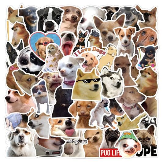 52 Dog Meme Stickers: Waterproof Vinyl Decals Set