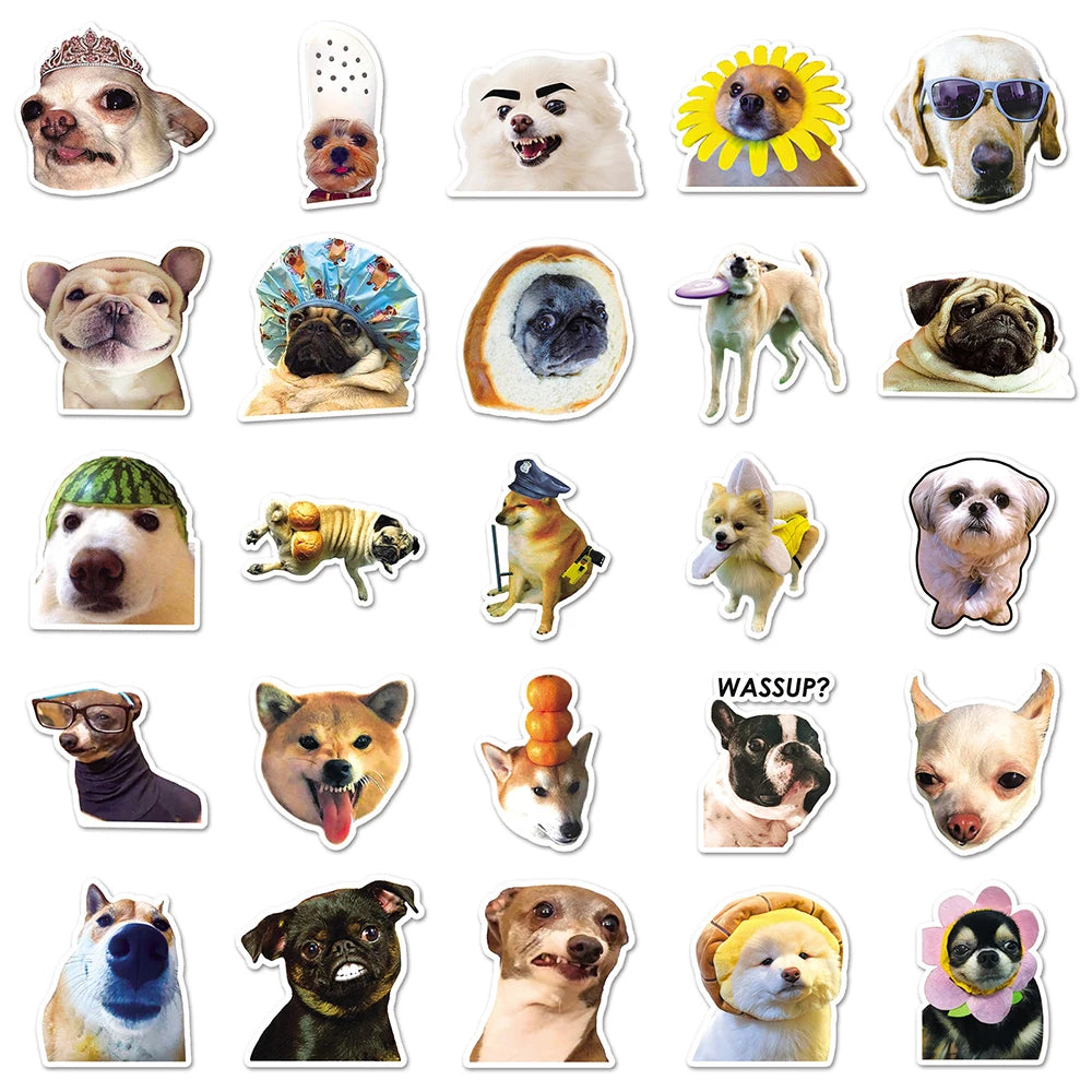 10/30/50PCS Cute Dog Caroon Stickers Decals Kids Toy Waterproof Laptop Luggage Notebook Fridge Guitar Helmet Funny Children Gift