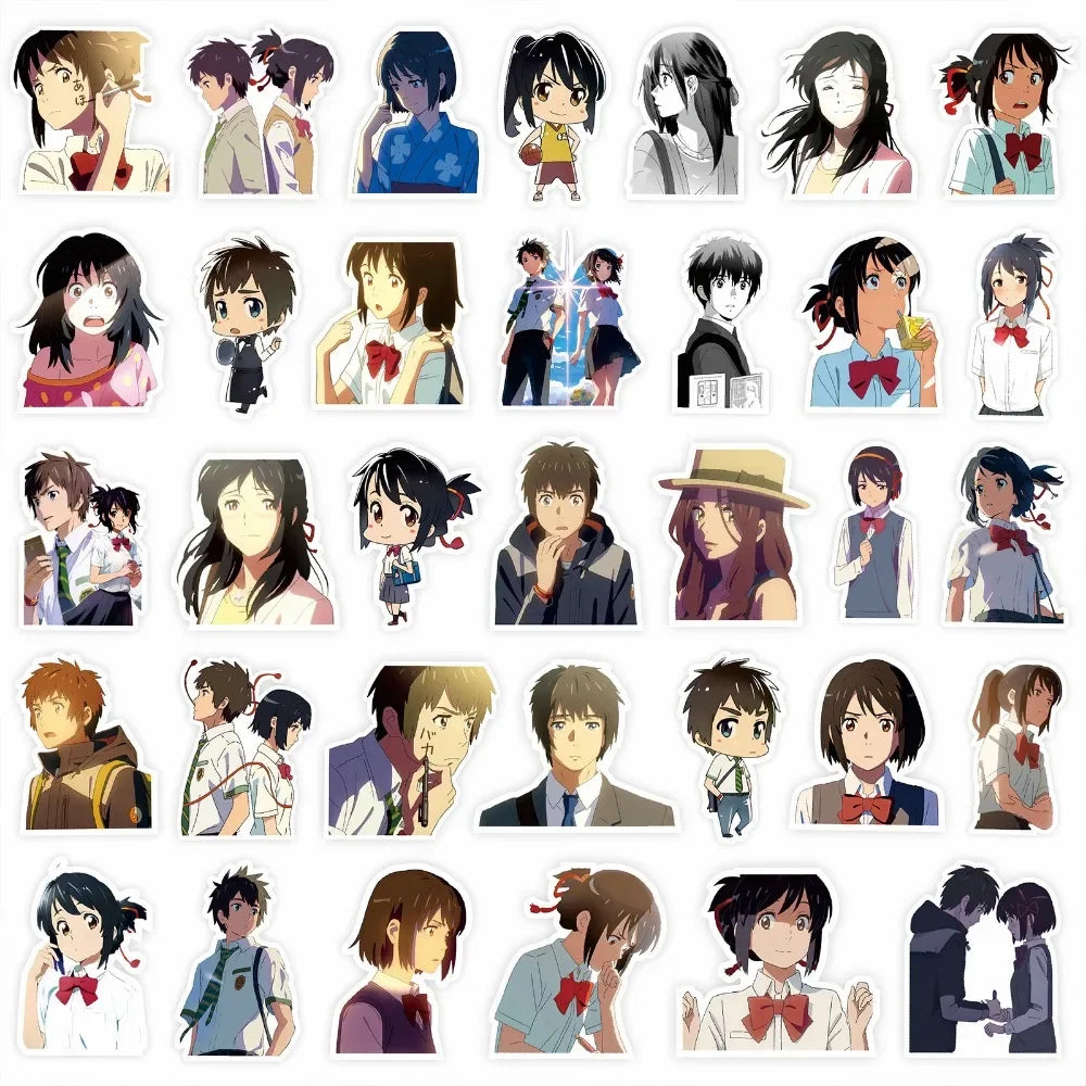 10/70Pcs Anime Makoto Shinkai Stickers Tachibana Taki Miyamizu Mitsuha Decorative Guitar Handbook Adhesive Sticker