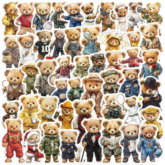 50Pcs Korean Teddy Bear Stickers Waterproof Decals