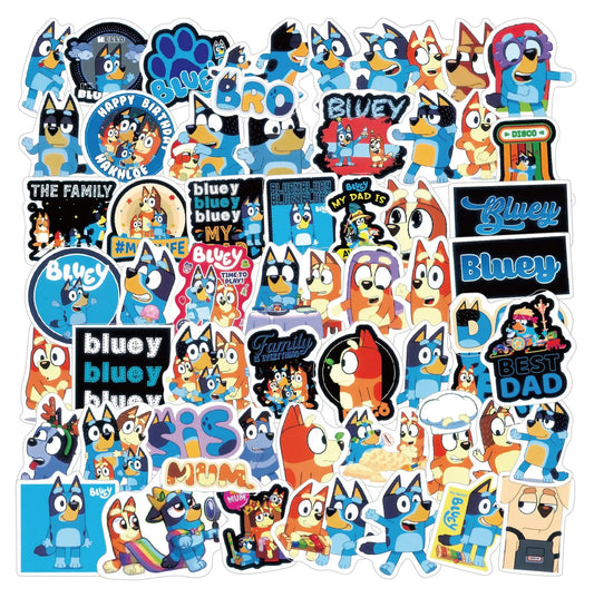 Bluey Stickers 50pcs Set Cartoon Figure DIY Cup Notebook Decoration Kids Gifts