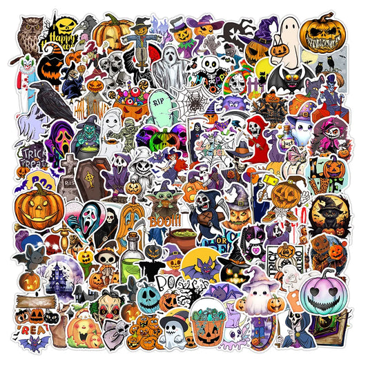 Halloween Pumpkin Bat Ghost Stickers Decals for Laptop Luggage Skateboard