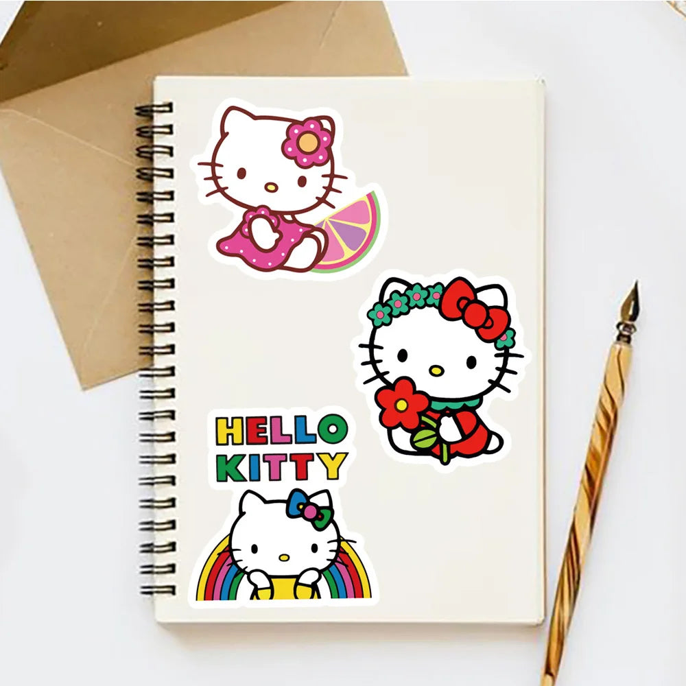 10/30/50pcs Sanrio Hello Kitty Cartoon Anime Stickers Kawaii Girl Decals Graffiti Suitcase Aesthetic Waterproof Sticker for Kids