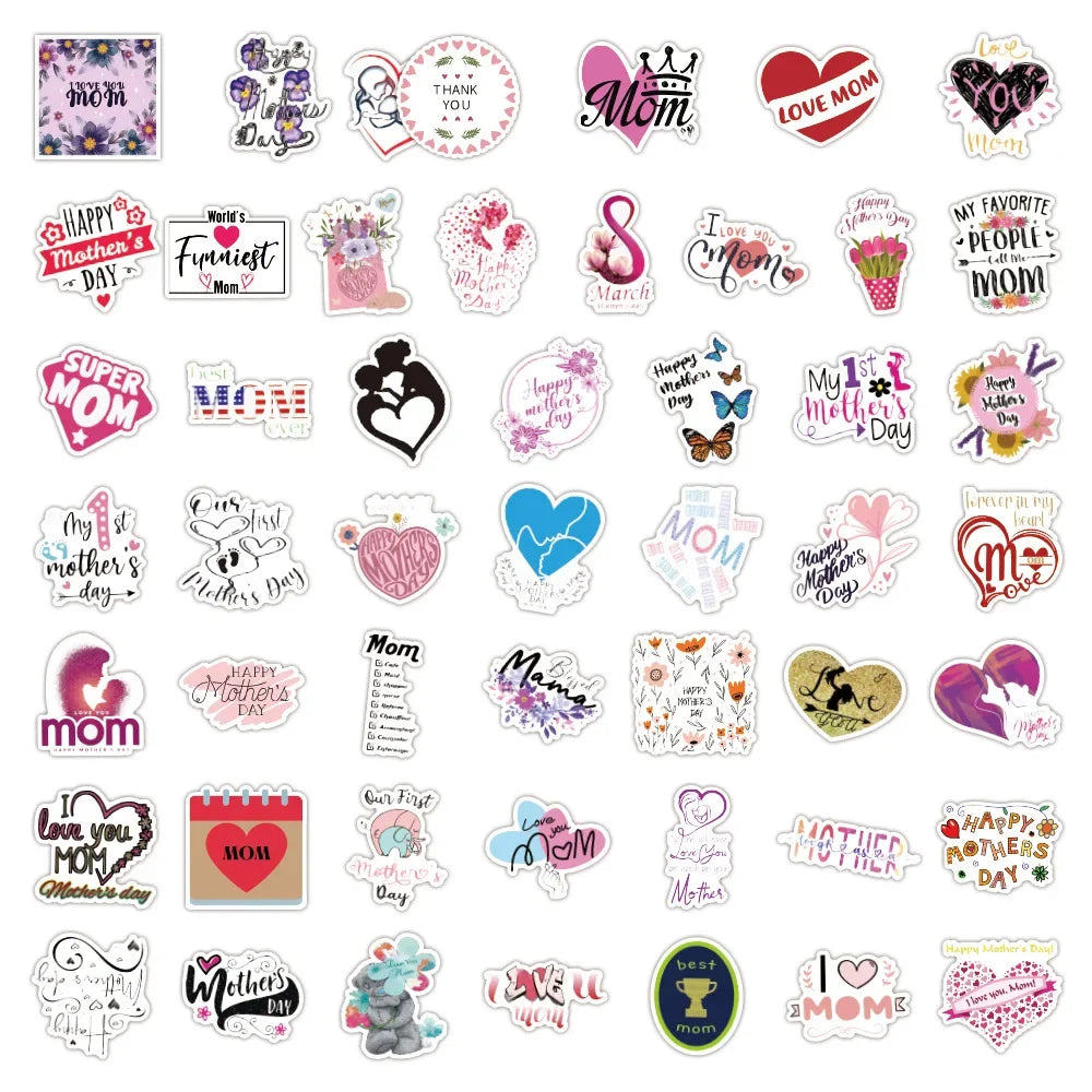 50/100Pcs Mother's Day Sticker Quotes Sentences DIY Laptop Luggage Refrigerator Skateboard Toy Decal Sticker