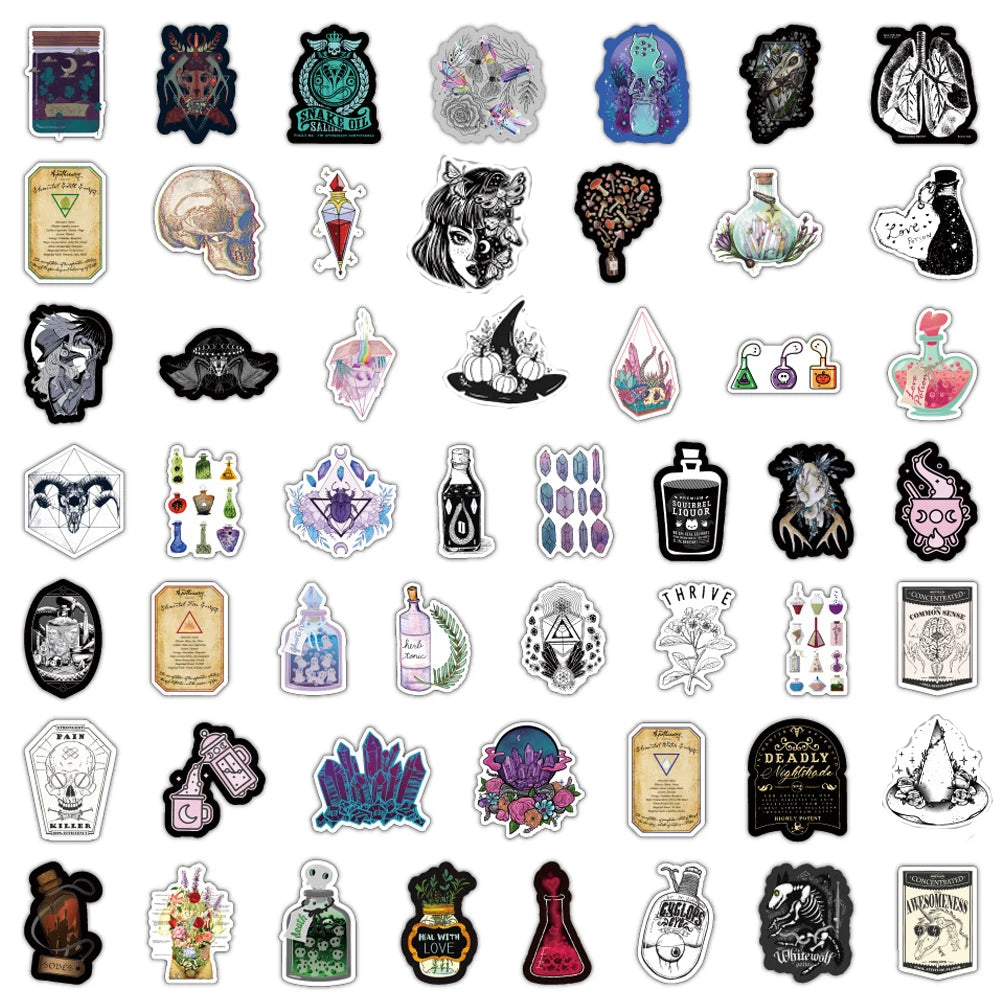 10/30/50/100pcs Gothic Magic Witch Apothecary Stickers Laptop Luggage Skateboard Motorcycle Guitar Phone Cool Sticker Kid Toy