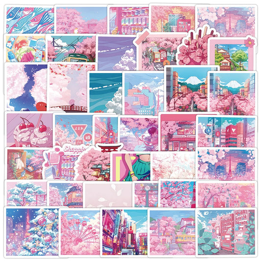 Cute Sakura Cartoon Stickers for Laptop, Fridge, Notebook, Suitcase, Car - 10/30/50pcs
