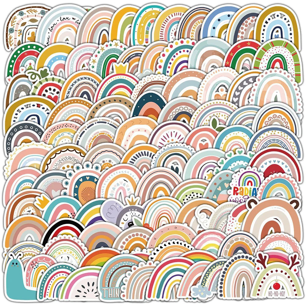 Kawaii Rainbow Bridge Cartoon Stickers for Laptop, Phone, Guitar - 10/30/50/100pcs