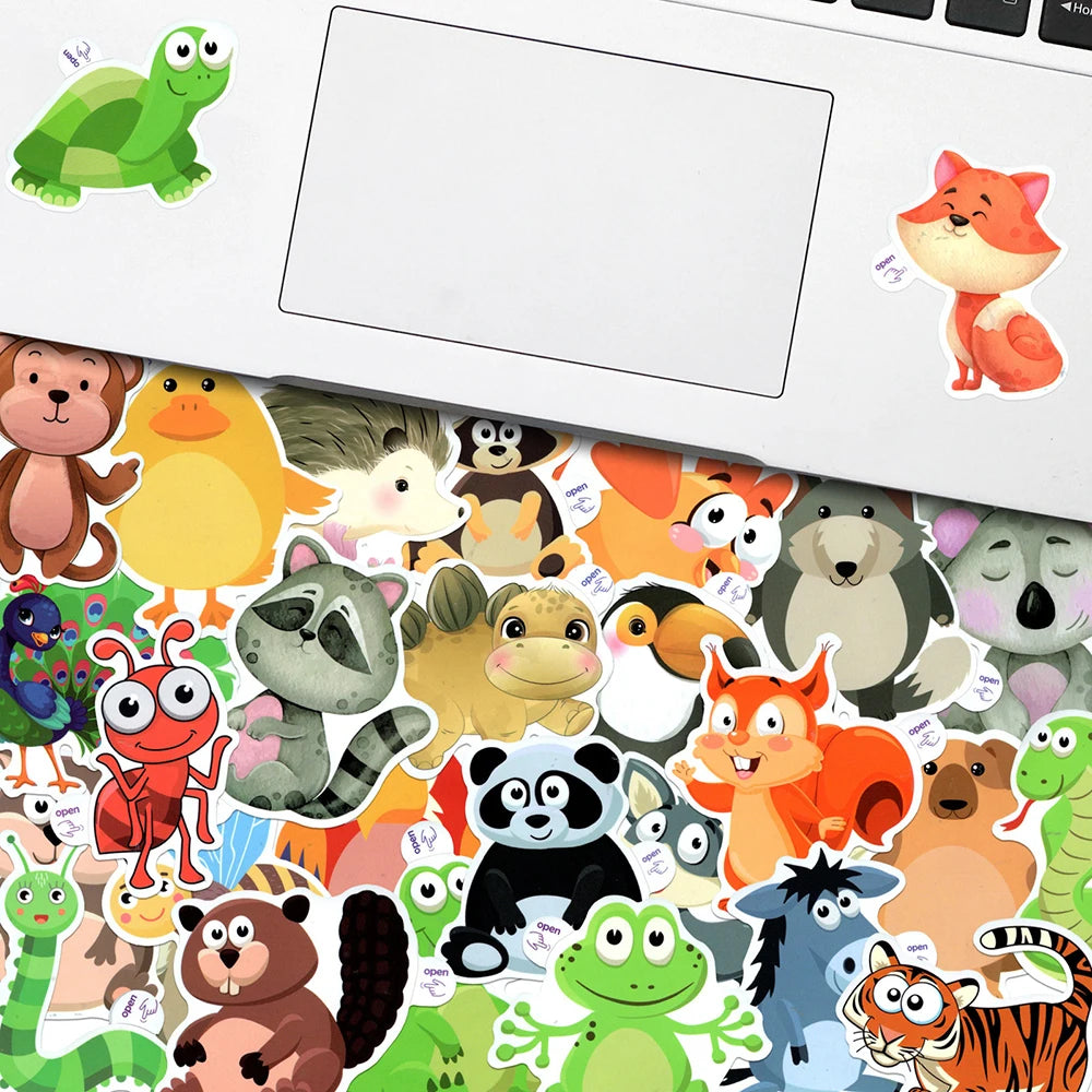 10/30/50/100PCS Cartoon Animal Stickers Funny Cute Decals For Kids DIY Phone Travel Suitcase Guitar Laptop Skateboard Bike Toys