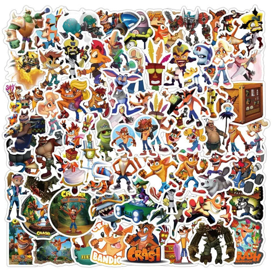 Crash Bandicoot Stickers Pack for Laptop, Phone, Car, Scooter, Suitcase, Water Bottle, Stationery, Fridge