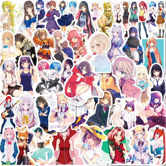 50pcs Anime Girl Graffiti Stickers for DIY Wall Decoration