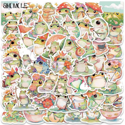 Cartoon Colorful Frog Stickers for Luggage, Guitar, Fridge, Laptop, Kids Decals