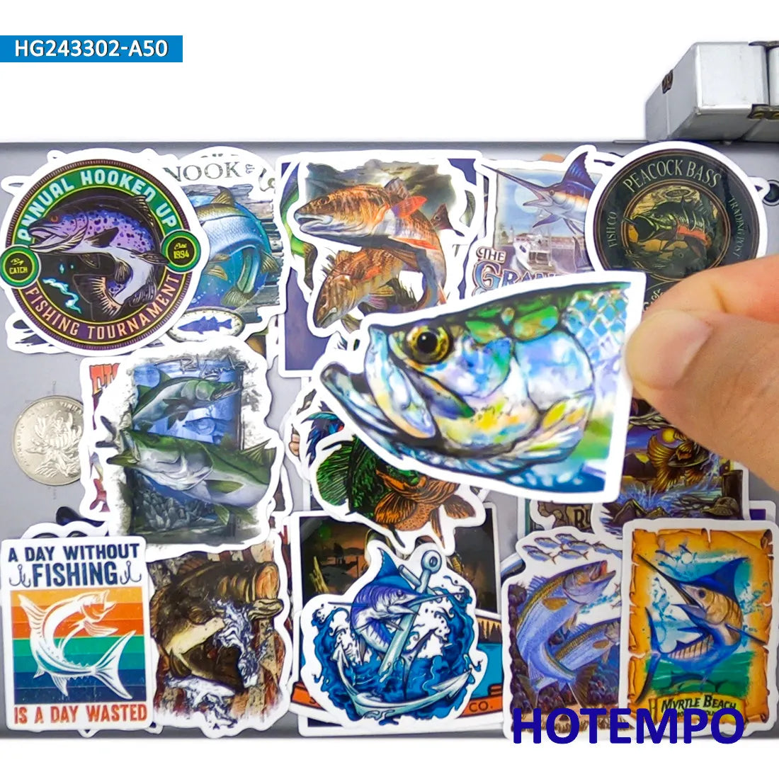 20/30/50Pieces Sea Fishing Stickers Funny Fisherman Style Outdoor Trip for Phone Boat Luggage Bike Car Motorcycle Laptop Sticker