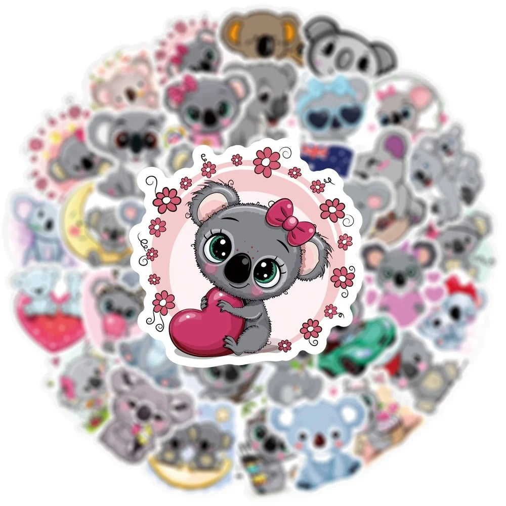 10/50Pcs Kawaii Koala Bear PVC Waterproof Stickers Scrapbooking Diy Luggage Cup Sticker Stationery Supplies 2022